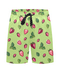 Strawberry-Mens-Swim-Trunks-Yellow-Green-Front-View