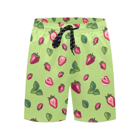Strawberry-Mens-Swim-Trunks-Yellow-Green-Front-View