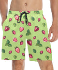 Strawberry-Mens-Swim-Trunks-Yellow-Green-Model-Front-View