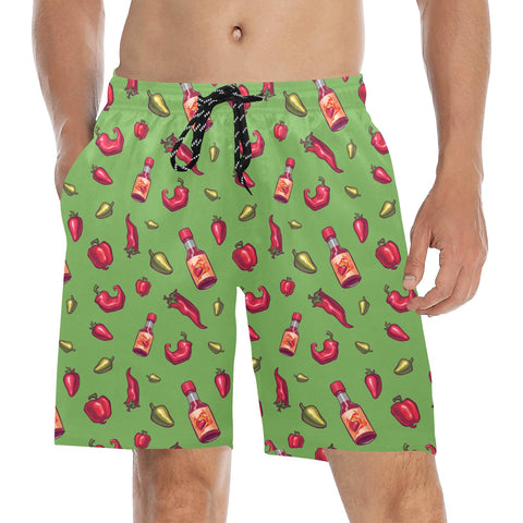 Spicy-Mens-Swim-Trunks-Light-Green-Model-Front-View