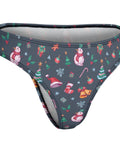 Christmas-Women's-Thong-Grey-Blue-Product-Side-View