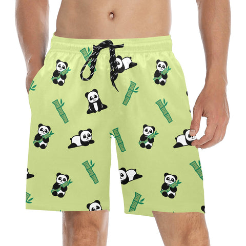 Panda-Men's-Swim-Trunks-Khaki-Model-Front-View
