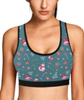 Christmas-Womens-Bralette-Teal-Model-Front-View