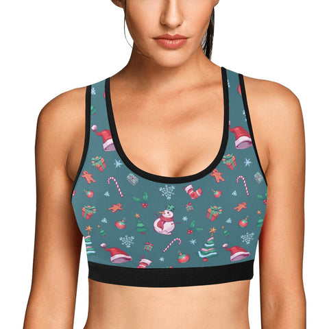 Christmas-Womens-Bralette-Teal-Model-Front-View