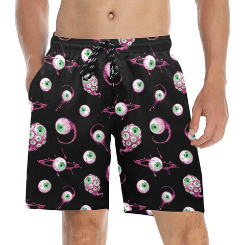 Eye-Love-You-Men's-Swim-Trunks-Green-Model-Front-View