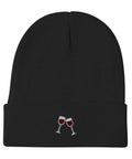 Wine-Embroidered-Beanie-Black-Front-View