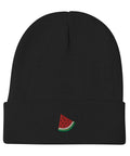 Watermelon-Embroidered-Beanie-Black-Front-View