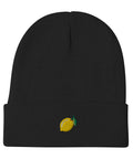 Lemon-Embroidered-Beanie-Black-Front-View