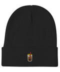 Bubble-Tea-Embroidered-Beanie-Black-Front-View