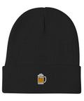 Beer-Mug-Embroidered-Beanie-Black-Front-View