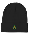 Avocado-Embroidered-Beanie-Black-Front-View