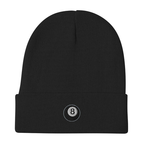 Magic-Eight-Ball-Embroidered-Beanie-Black-Front-View