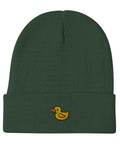 Rubber-Duck-Embroidered-Beanie-Dark-Green-Front-View
