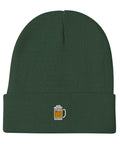Beer-Mug-Embroidered-Beanie-Dark-Green-Front-View
