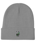 Panda-Embroidered-Beanie-Gray-Front-View