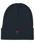 Rose-Embroidered-Beanie-Navy-Front-View