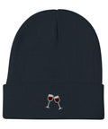 Wine-Embroidered-Beanie-Navy-Front-View