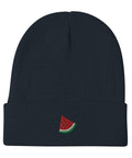 Watermelon-Embroidered-Beanie-Navy-Front-View
