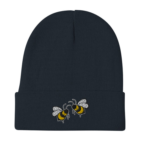 Bee-Mine-Embroidered-Beanie-Navy-Front-View