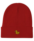 Rubber-Duck-Embroidered-Beanie-Red-Front-View