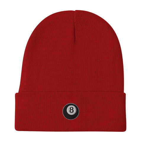 Magic-Eight-Ball-Embroidered-Beanie-Red-Front-View