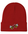 Bee-Mine-Embroidered-Beanie-Red-Front-View