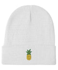 Pineapple-Embroidered-Beanie-White-Front-View