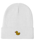 Rubber-Duck-Embroidered-Beanie-White-Front-View
