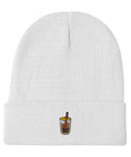 Bubble-Tea-Embroidered-Beanie-White-Front-View