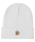 Beer-Mug-Embroidered-Beanie-White-Front-View