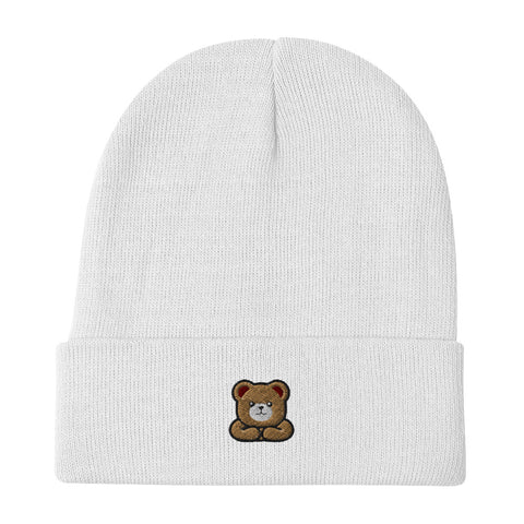 Brown Bear Embroidered Beanie