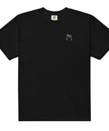 Wine-Embroidered-T-Shirt-Black-Front-View