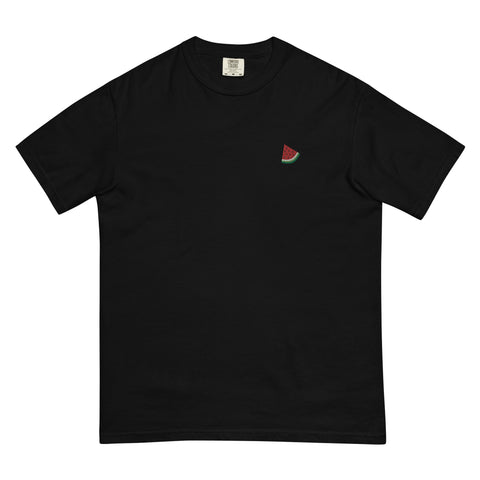 Watermelon-Embroidered-T-Shirt-Black-Front-View