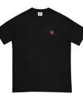 Strawberry-Embroidered-T-Shirt-Black-Front-View