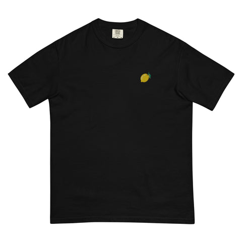 Lemon-Embroidered-T-Shirt-Black-Front-View