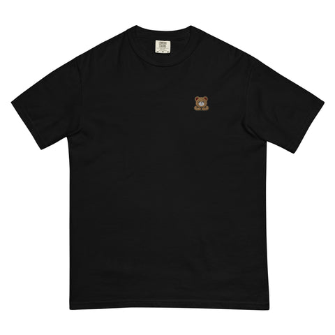 Brown-Bear-Embroidered-T-Shirt-Black-Front-View