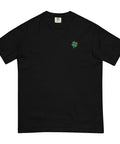 Four-Leaf-Clover-Embroidered-T-Shirt-Black-Front-View