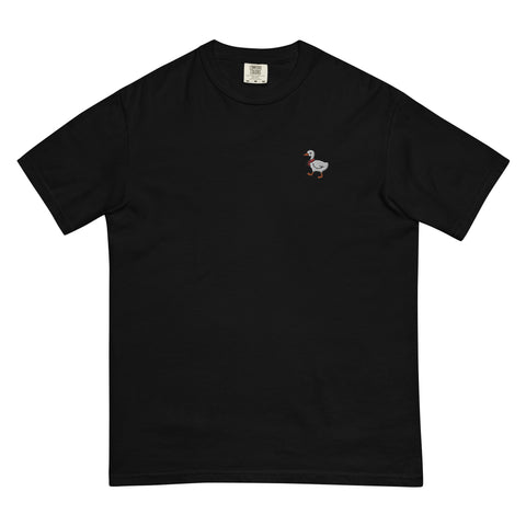 Waddling-Goose-Embroidered-T-Shirt-Black-Front-View