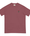 Rose-Embroidered-T-Shirt-Brick-Front-View