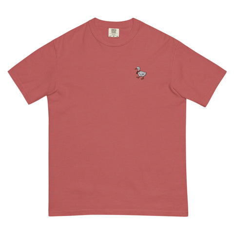Waddling-Goose-Embroidered-T-Shirt-Crimson-Front-View