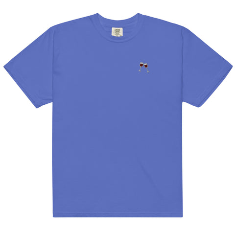 Wine-Embroidered-T-Shirt-Flo-Blue-Front-View
