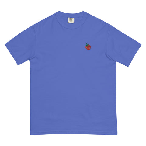 Strawberry-Embroidered-T-Shirt-Flo-Blue-Front-View