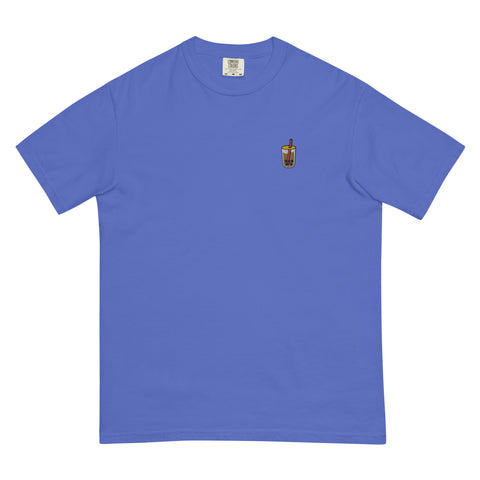 Bubble-Tea-Embroidered-T-Shirt-Flo-Blue-Front-View