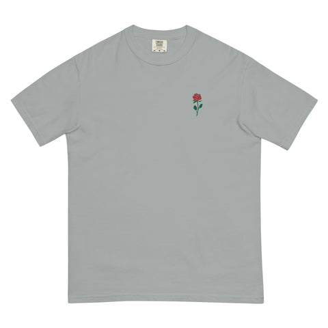 Rose-Embroidered-T-Shirt-Granite-Front-View