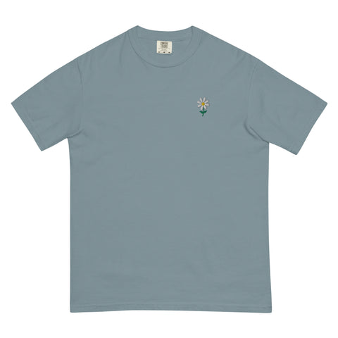Daisy-Embroidered-T-Shirt-Ice-Blue-Front-View