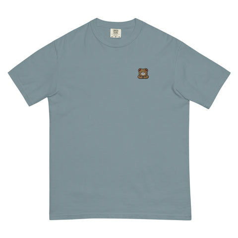 Brown-Bear-Embroidered-T-Shirt-Ice-Blue-Front-View