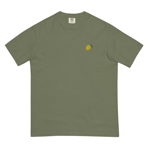 Lemon-Embroidered-T-Shirt-Moss-Front-View