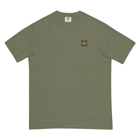 Brown-Bear-Embroidered-T-Shirt-Moss-Front-View
