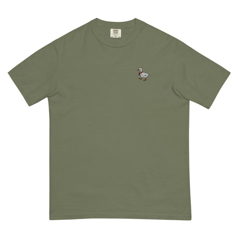 Waddling-Goose-Embroidered-T-Shirt-Moss-Front-View