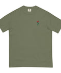 Rose-Embroidered-T-Shirt-Moss-Front-View